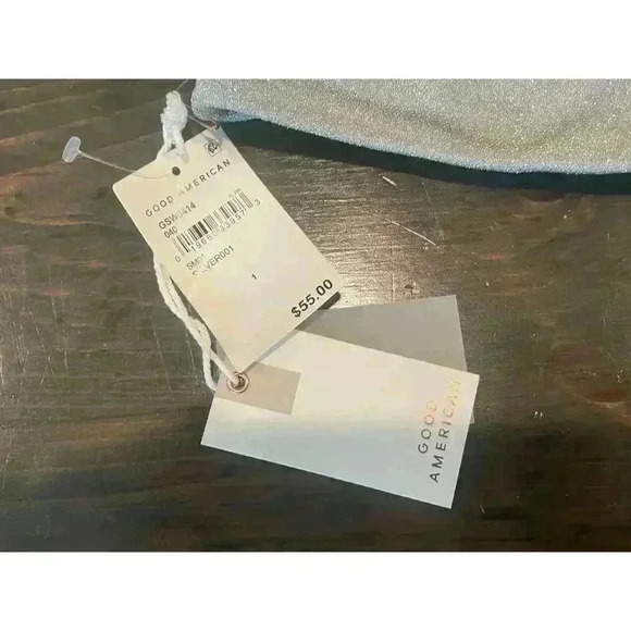 NWT Good American SPARKLE BETTER BAND TOP Size 1 / Small in Silver - Picture 6 of 6